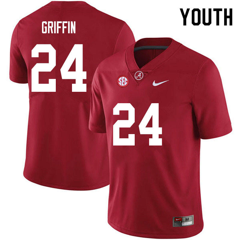 Alabama Crimson Tide Youth Clark Griffin #24 Crimson NCAA Nike Authentic Stitched 2020 College Football Jersey MM16O62XC